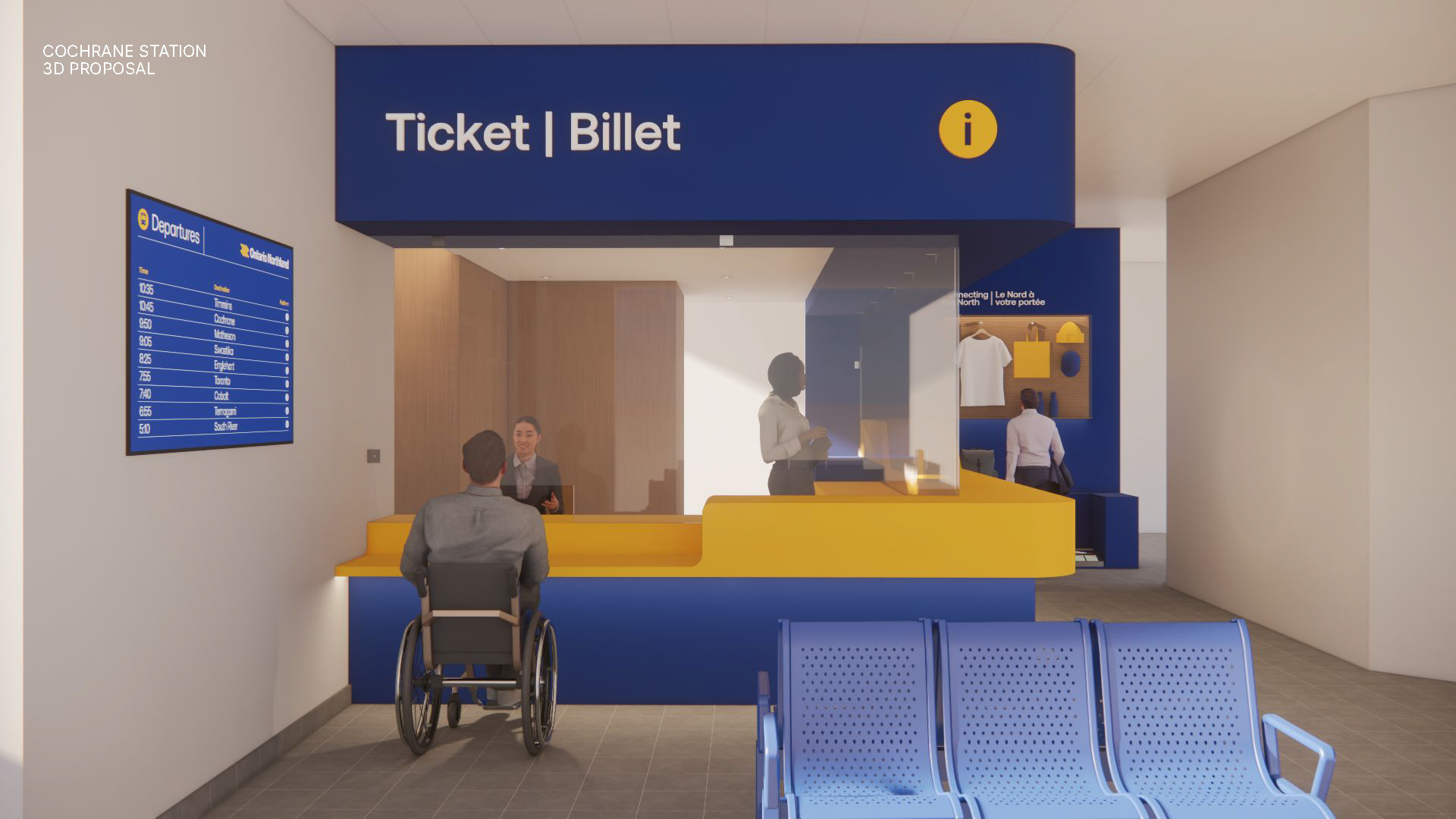 Cochrane Station Render - AODA Ticket Counter